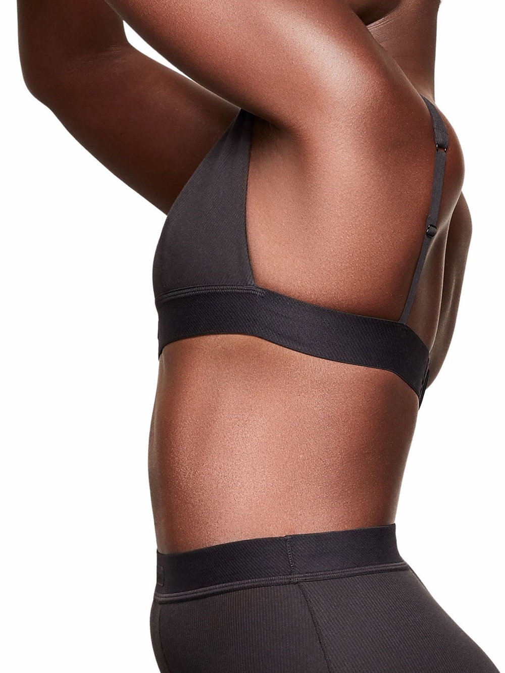 SKIMS Stretch Cotton Rib Plunge Bralette in Black, SZ S - Picture 2 of 9